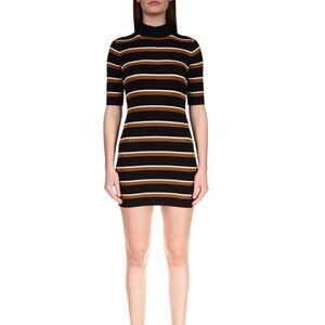 Sanctuary Dress Mock-Neck Stripped Ribbed Mini XXL